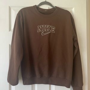 brown nike embroidered crewneck